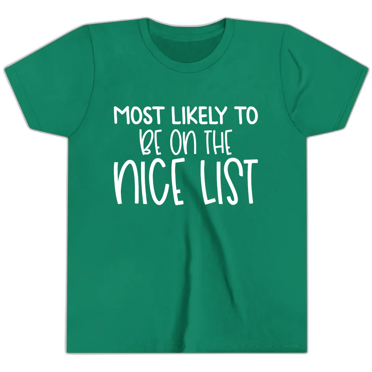 Most Likely To Be On The Nice List Youth T-Shirt in Kelly