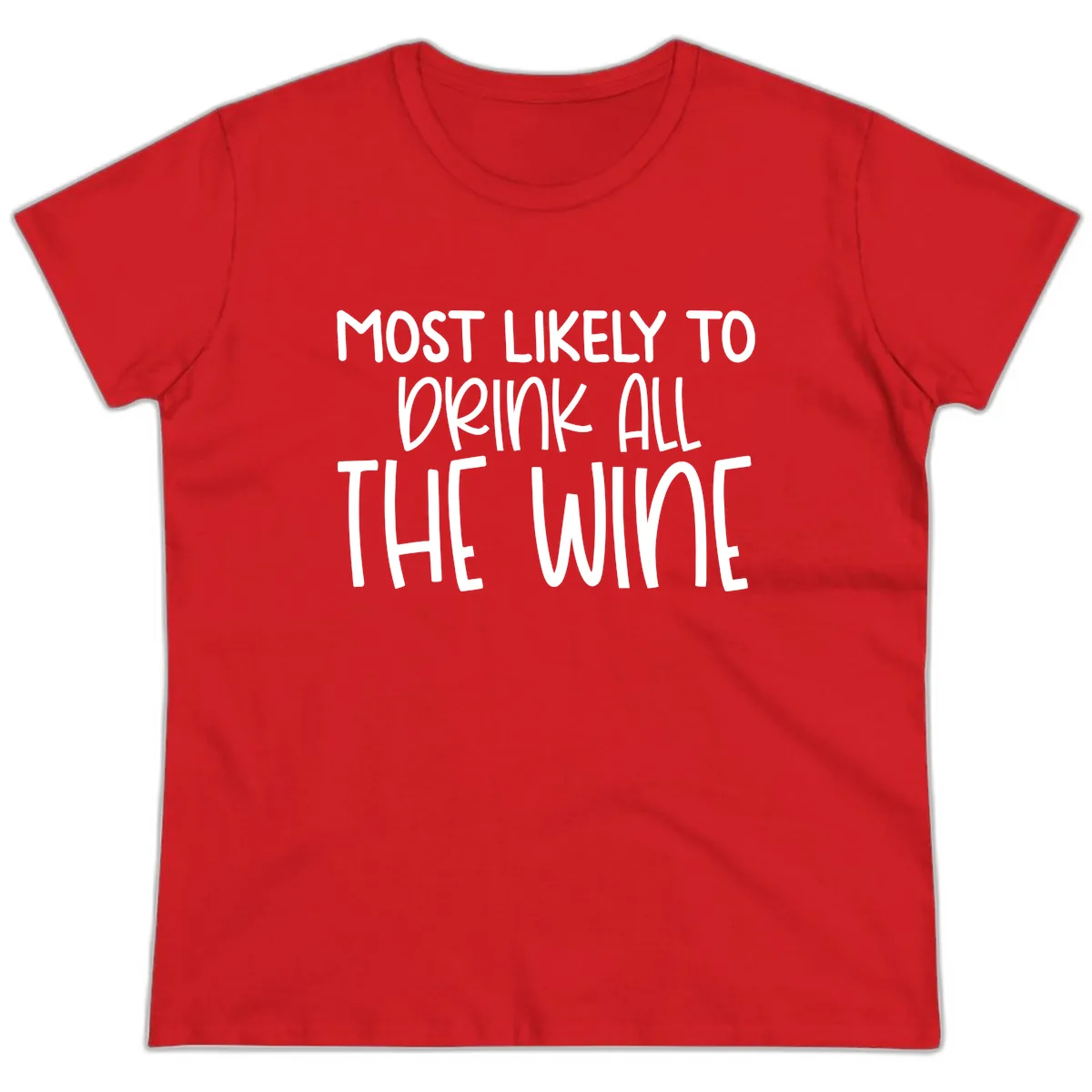 Most Likely To Drink All The Wine Ladies Tee in Red