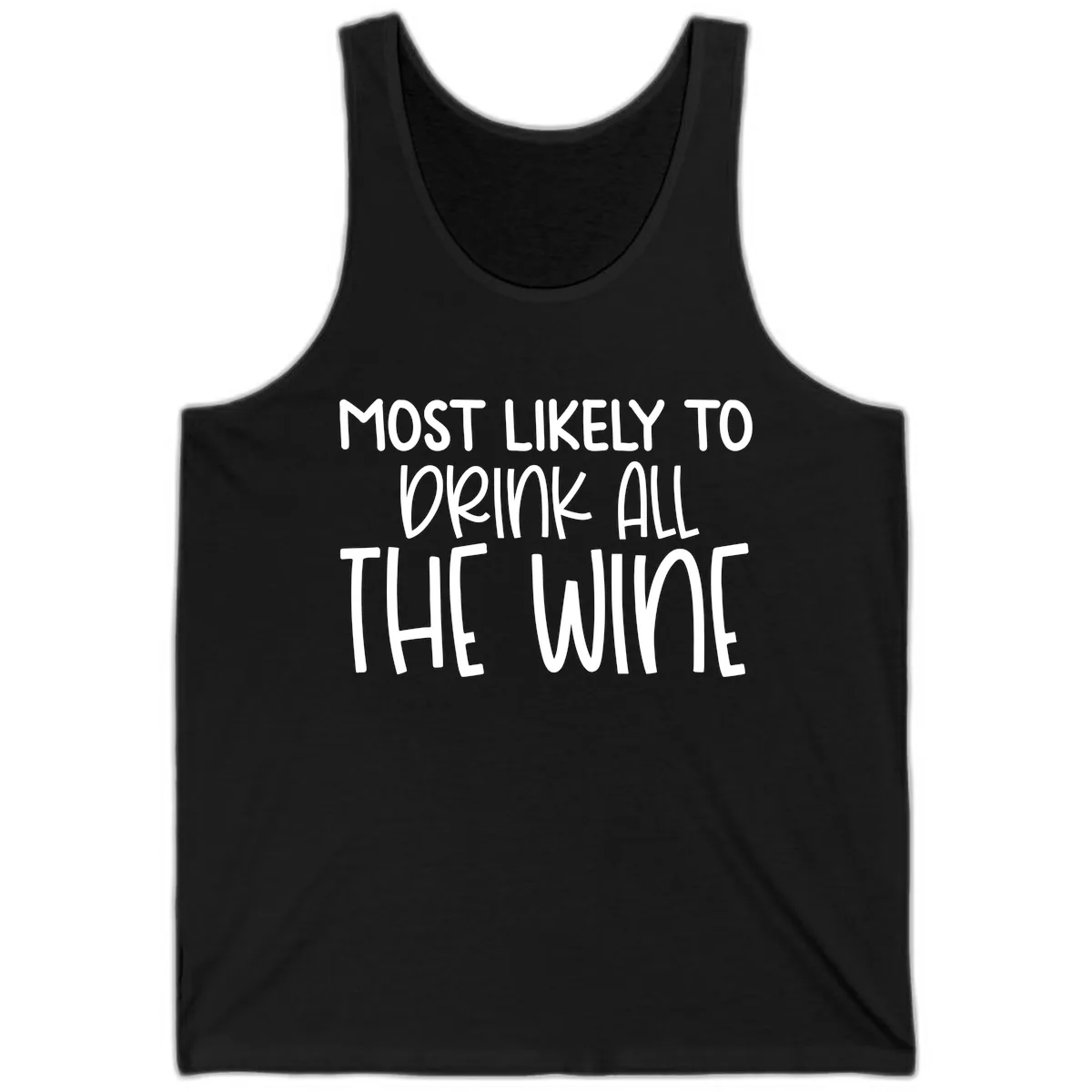 Most Likely To Drink All The Wine Tank in Black