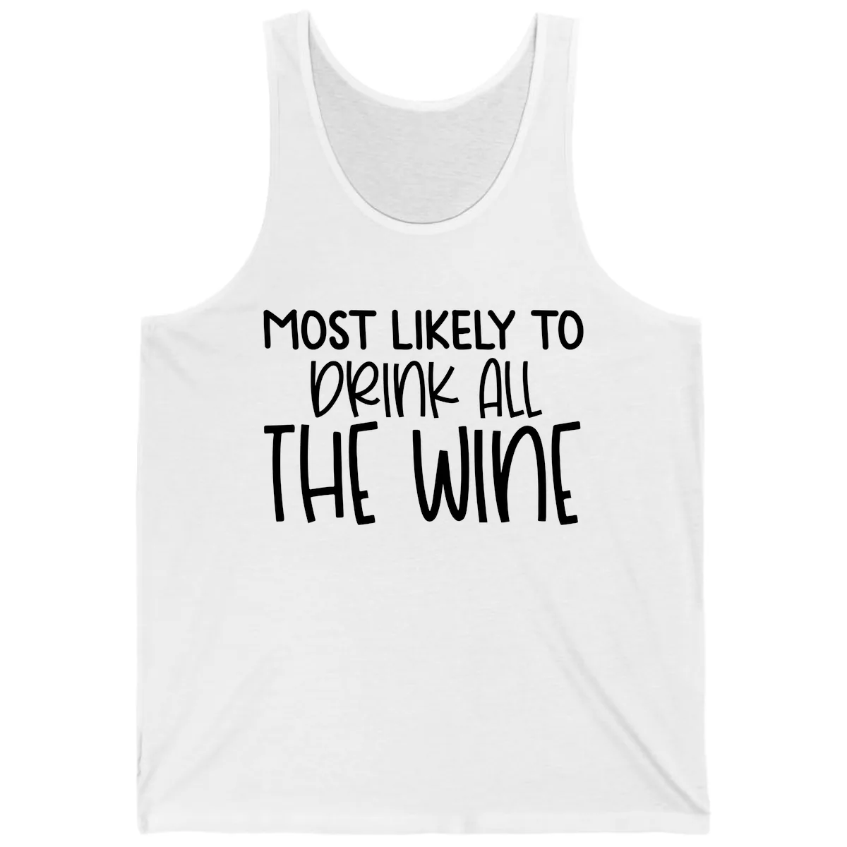 Most Likely To Drink All The Wine Tank in White