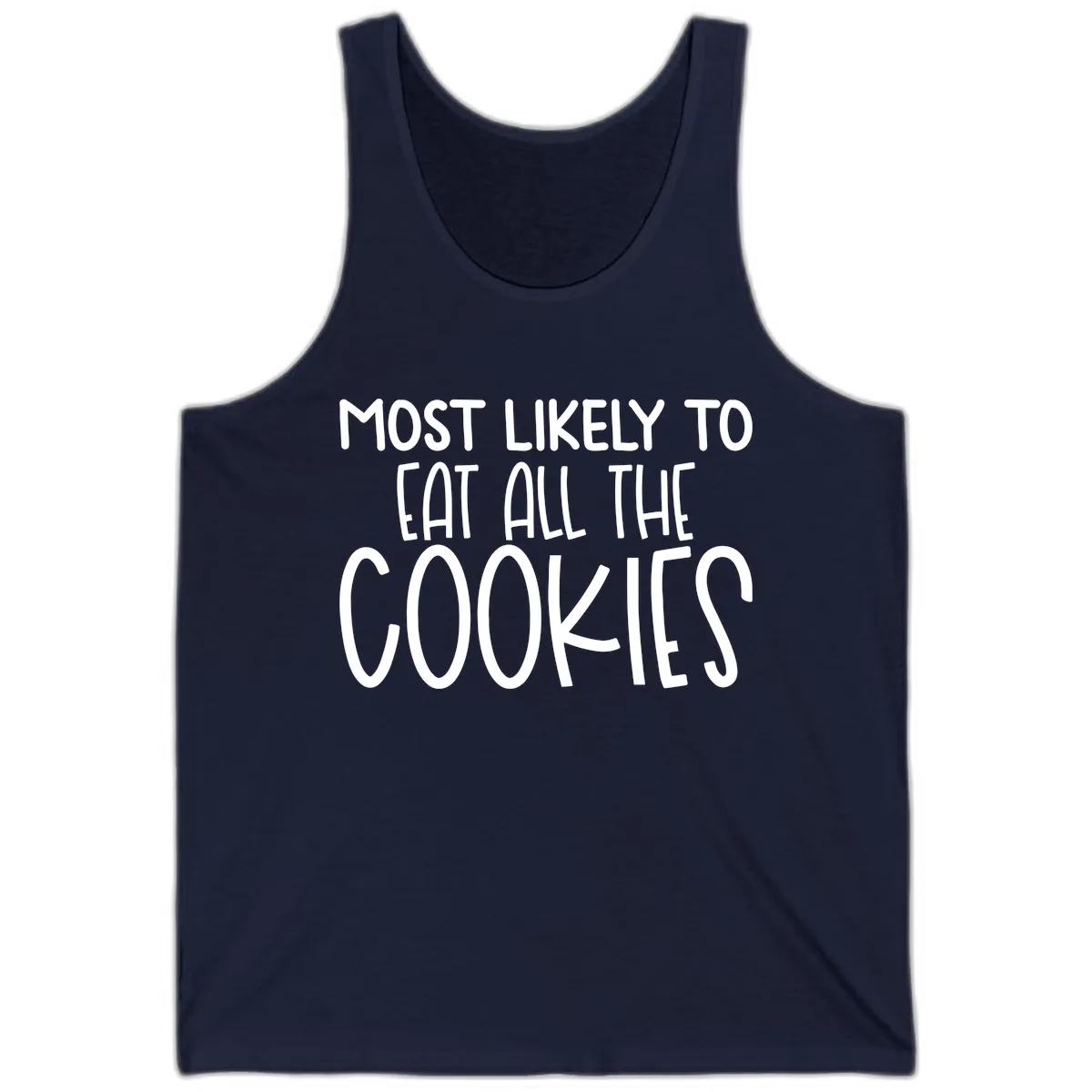 Most Likely To Eat All The Cookies Tank in Navy