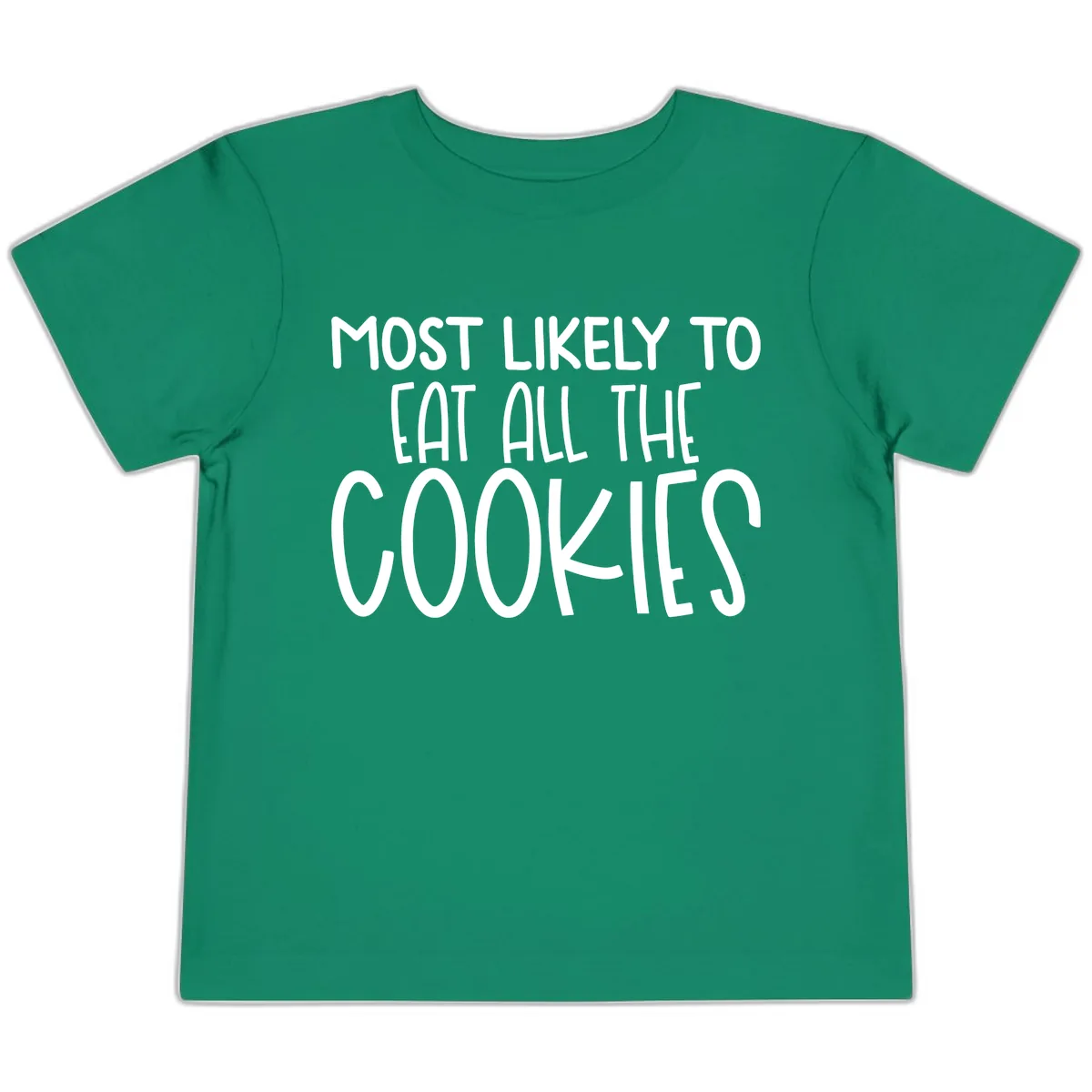 Most Likely To Eat All The Cookies Toddler T-Shirt in Kelly