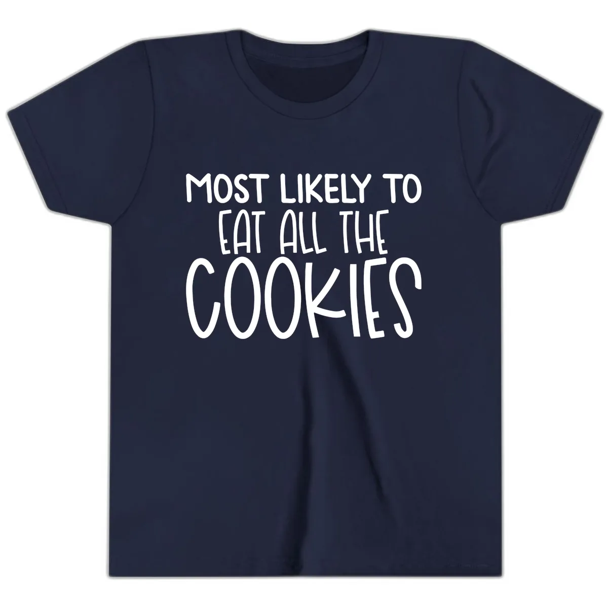 Most Likely To Eat All The Cookies Youth T-Shirt in Navy