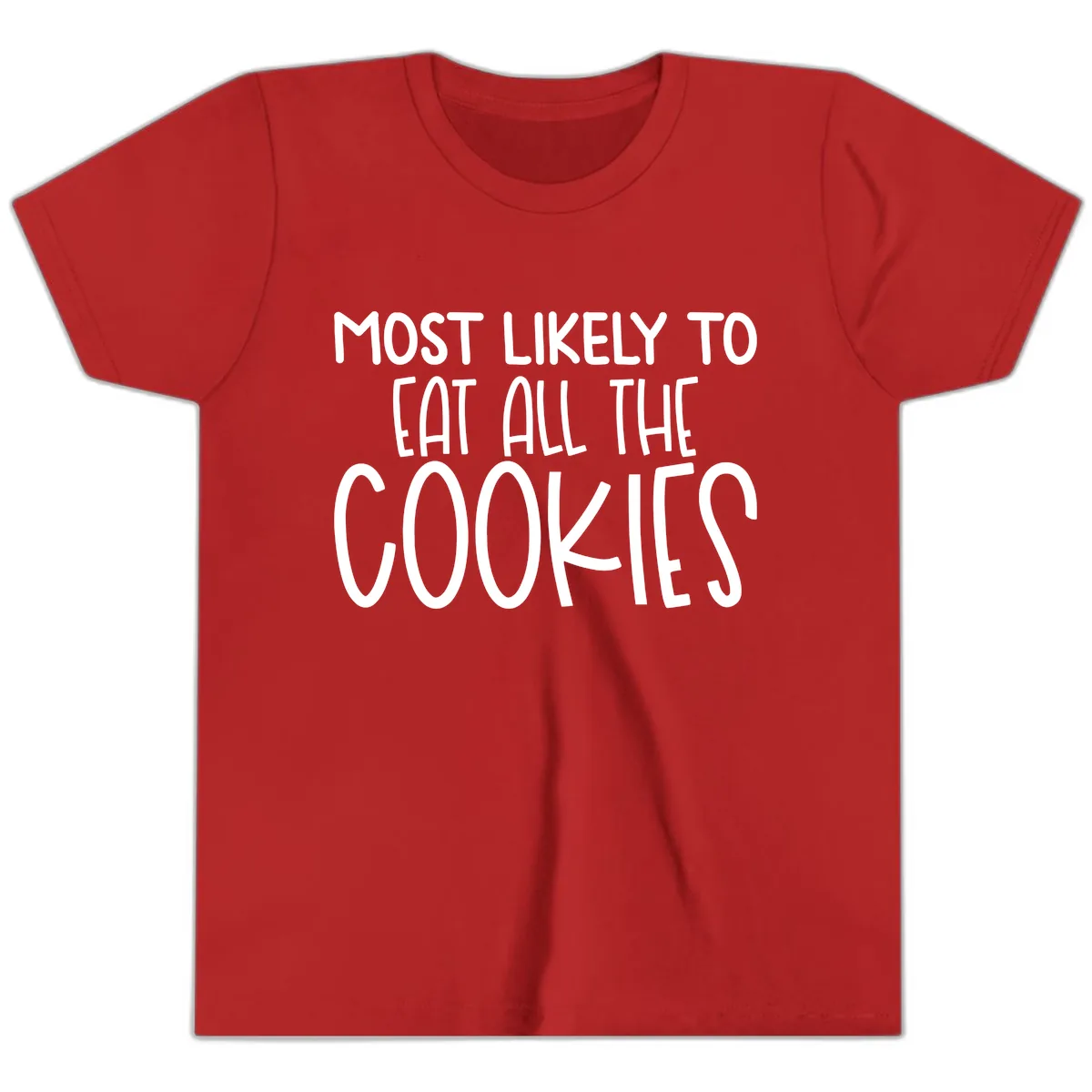 Most Likely To Eat All The Cookies Youth T-Shirt in Red