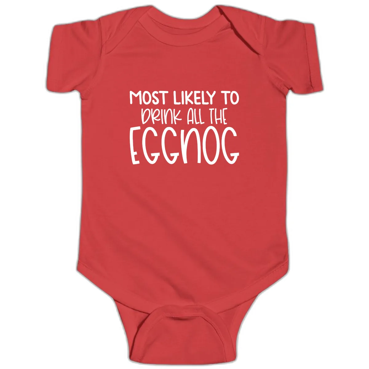 Most Likely To Drink All The Eggnog Baby Onesie in Red