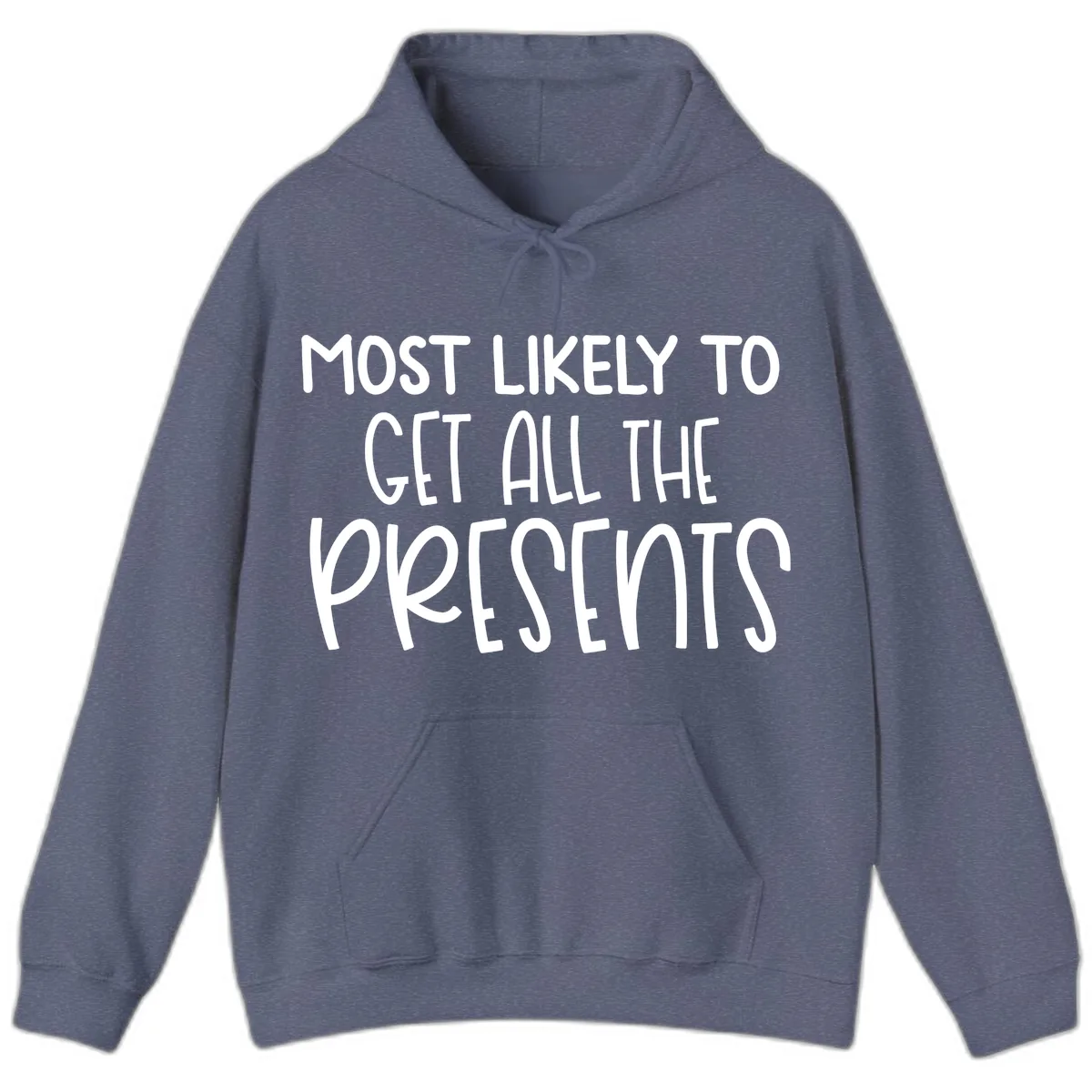 Most Likely To Get All The Presents Hoodie in Heather Navy