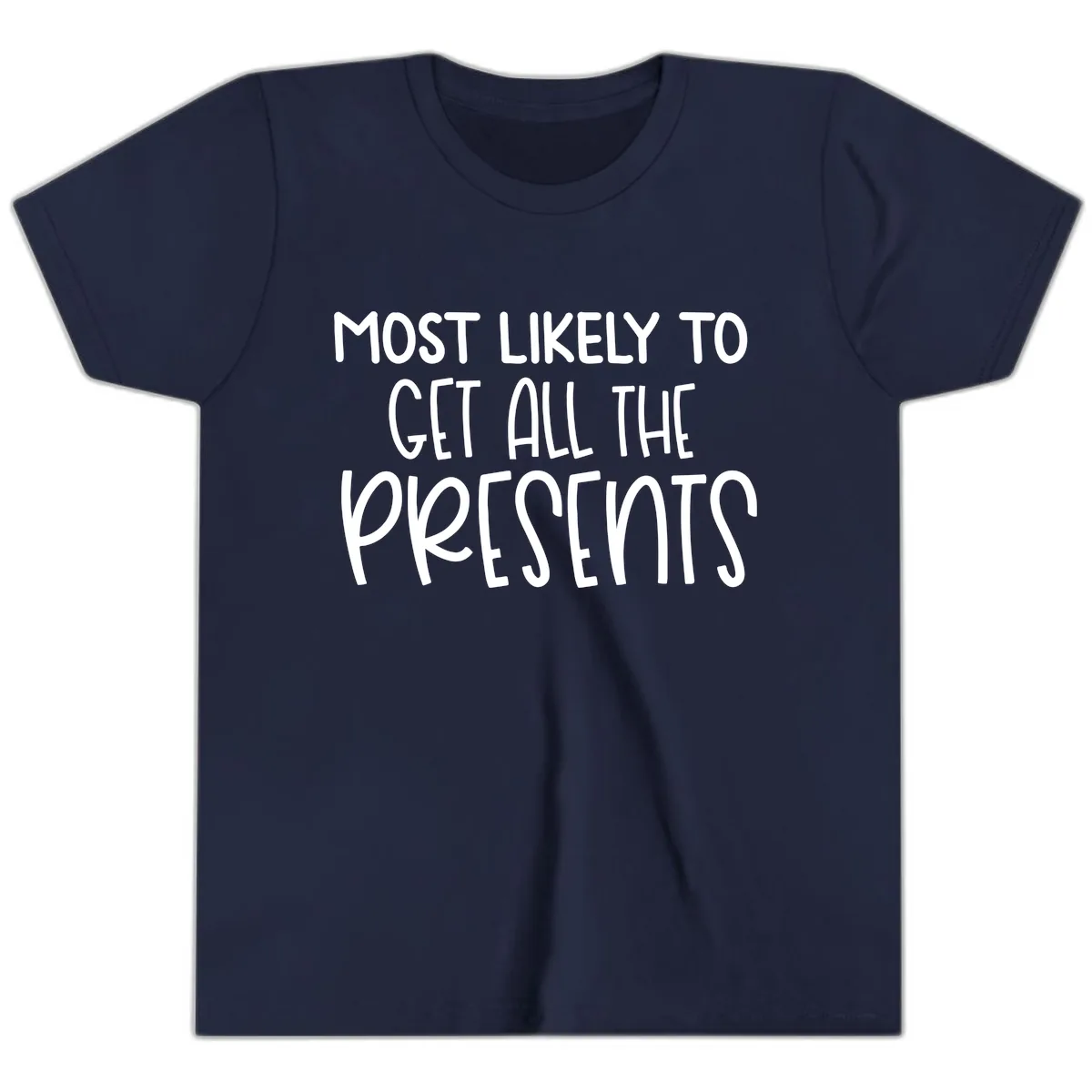 Most Likely To Get All The Presents Youth T-Shirt in Navy