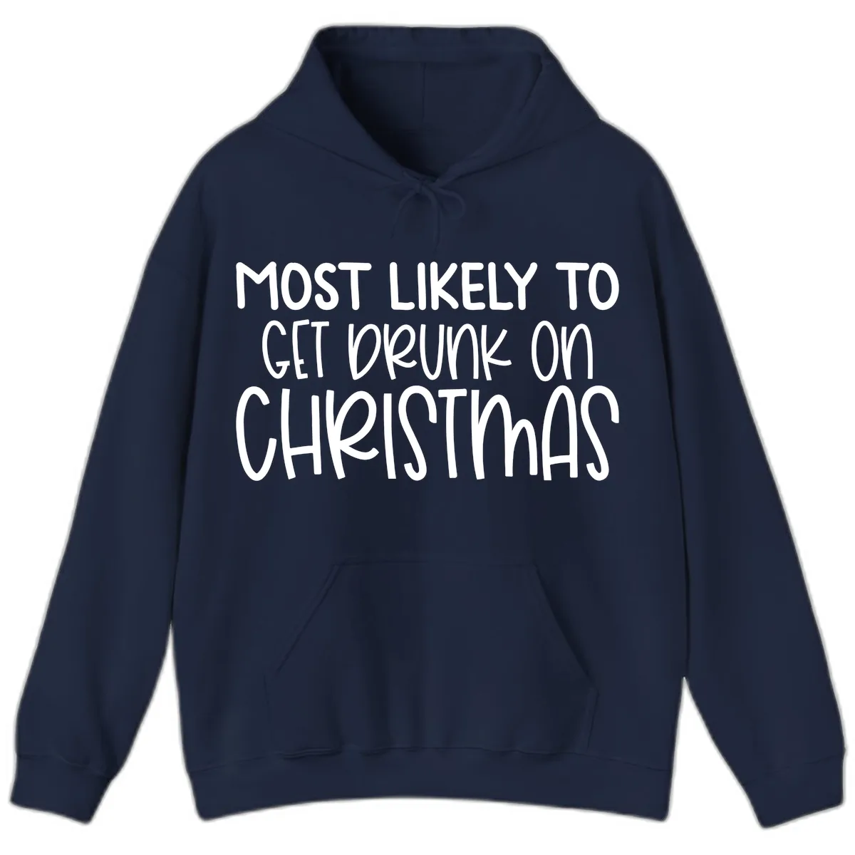 Most Likely To Get Drunk On Christmas Hoodie in Navy