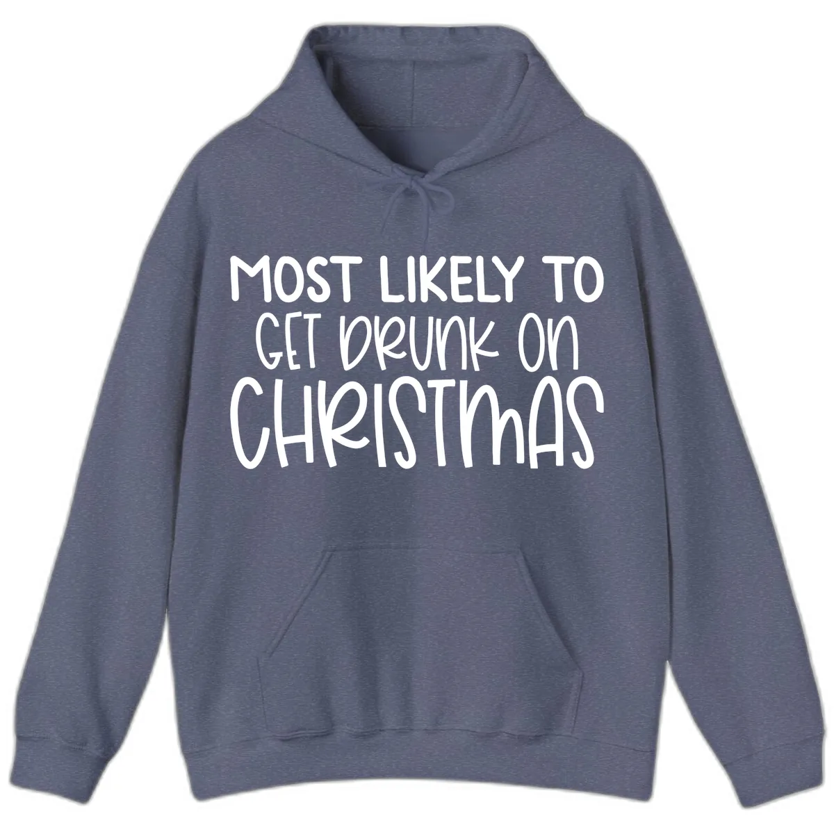 Most Likely To Get Drunk On Christmas Hoodie in Heather Navy