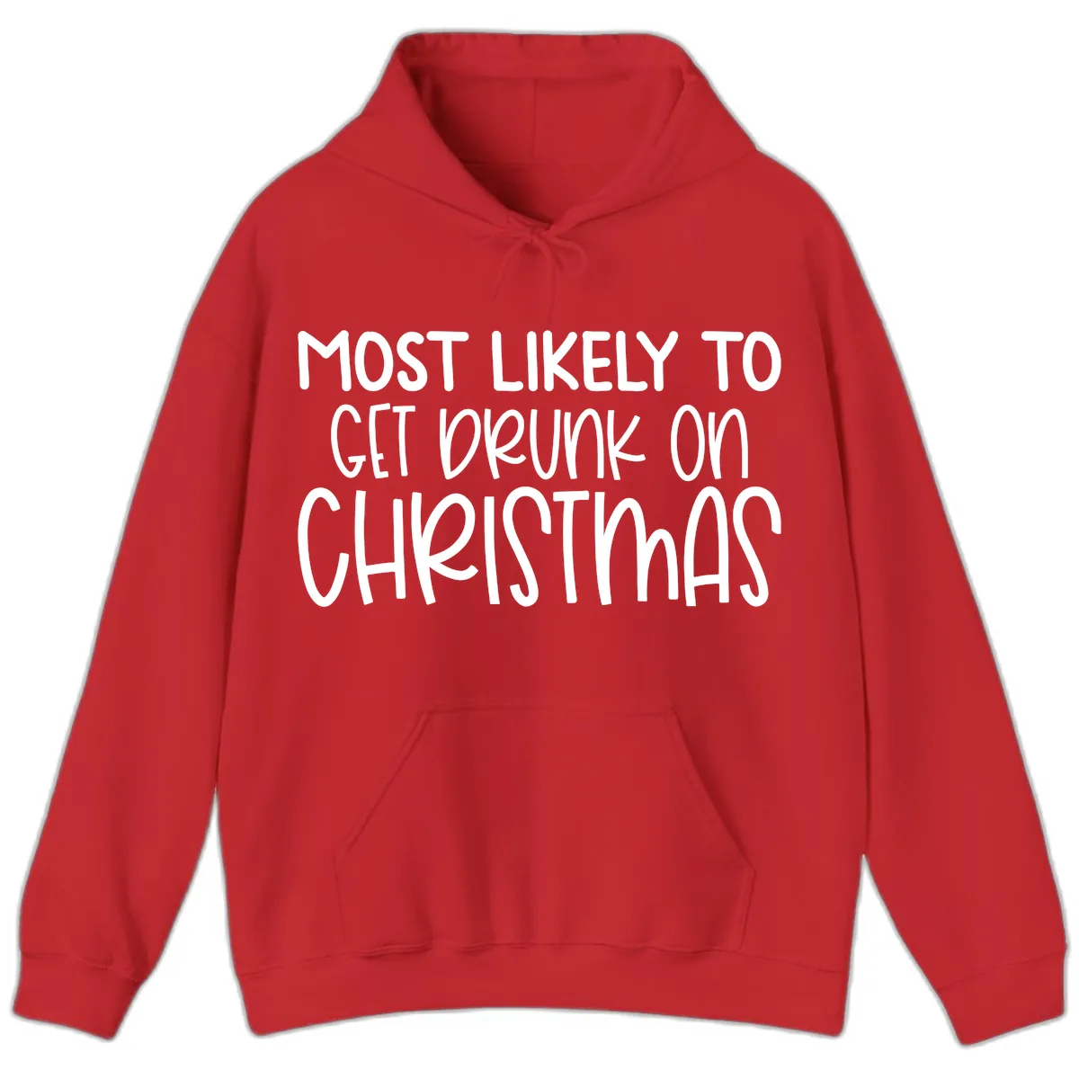 Most Likely To Get Drunk On Christmas Hoodie in Red