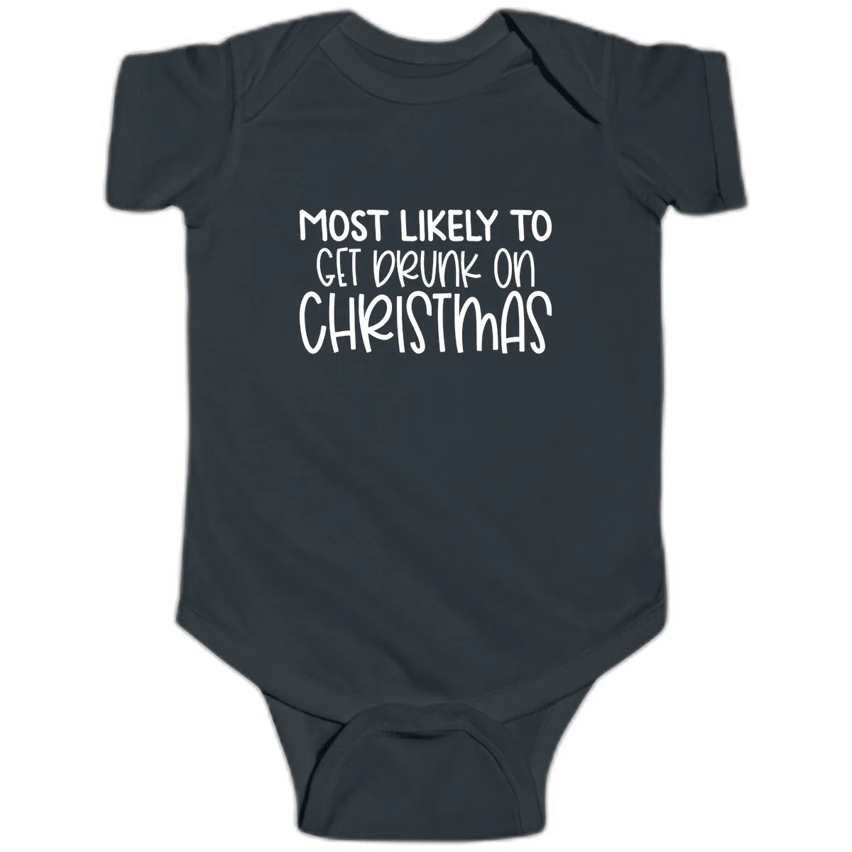 Most Likely To Get Drunk On Christmas Baby Onesie in Black