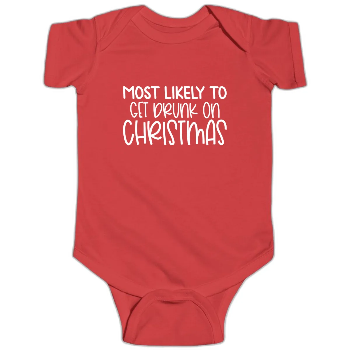 Most Likely To Get Drunk On Christmas Baby Onesie in Red
