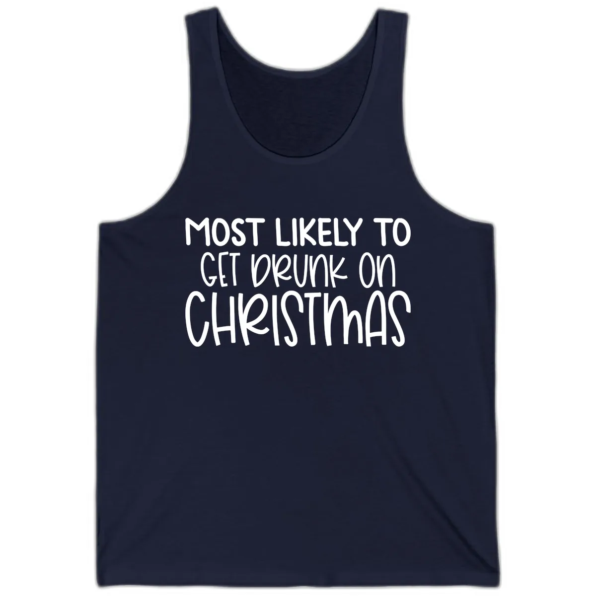 Most Likely To Get Drunk On Christmas Tank in Navy