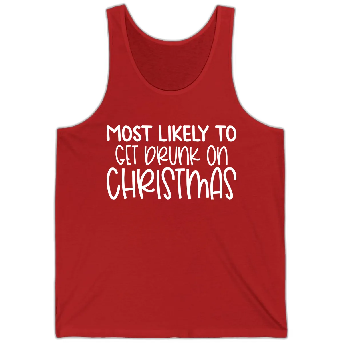 Most Likely To Get Drunk On Christmas Tank in Red