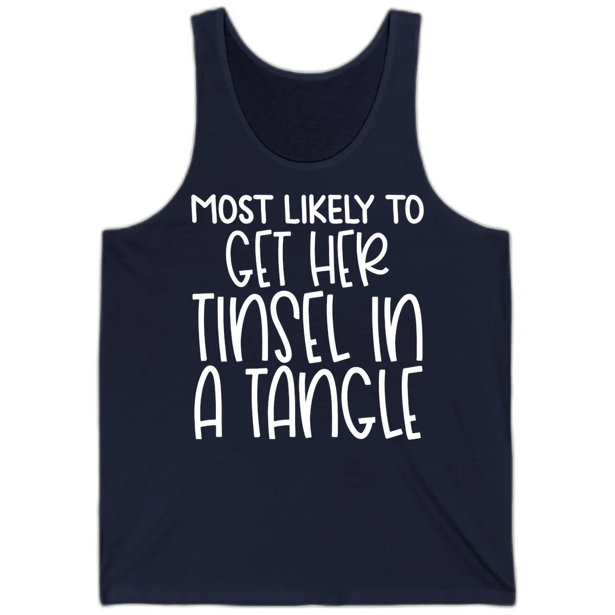 Most Likely To Get Her Tinsel in a Tangle Tank in Navy