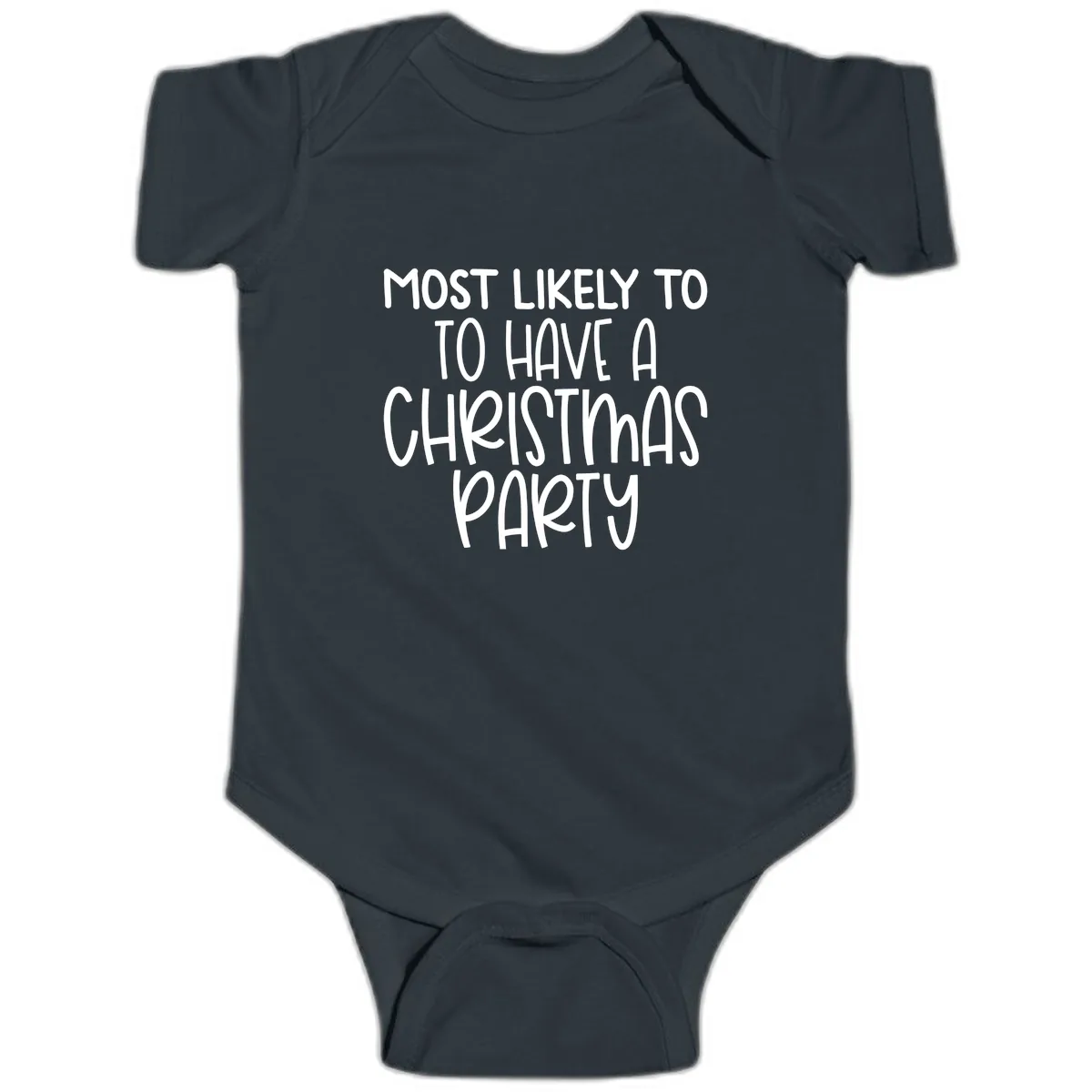 Most Likely To Have A Christmas Party Baby Onesie in Black