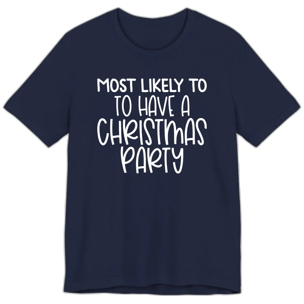 Most Likely To Have A Christmas Party Premium T-Shirt in Navy