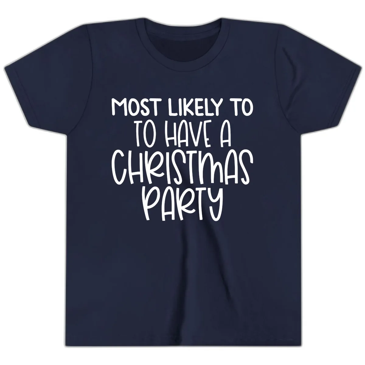 Most Likely To Have A Christmas Party Youth T-Shirt in Navy