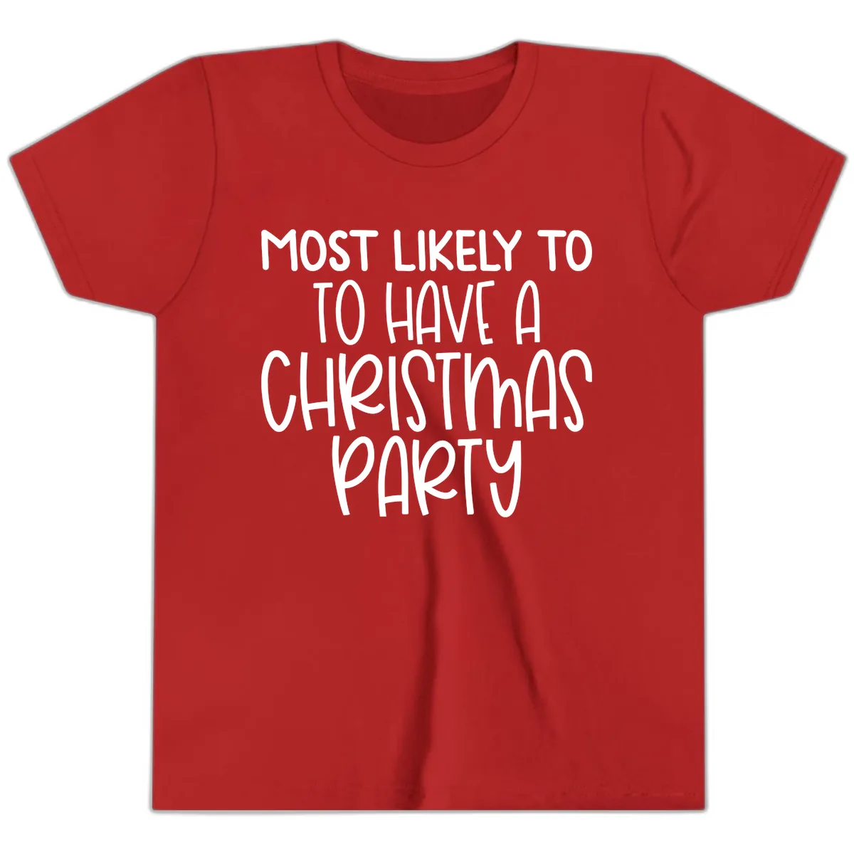 Most Likely To Have A Christmas Party Youth T-Shirt in Red
