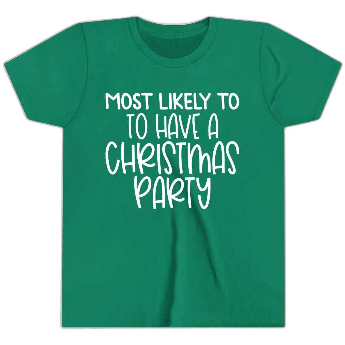Most Likely To Have A Christmas Party Youth T-Shirt in Kelly