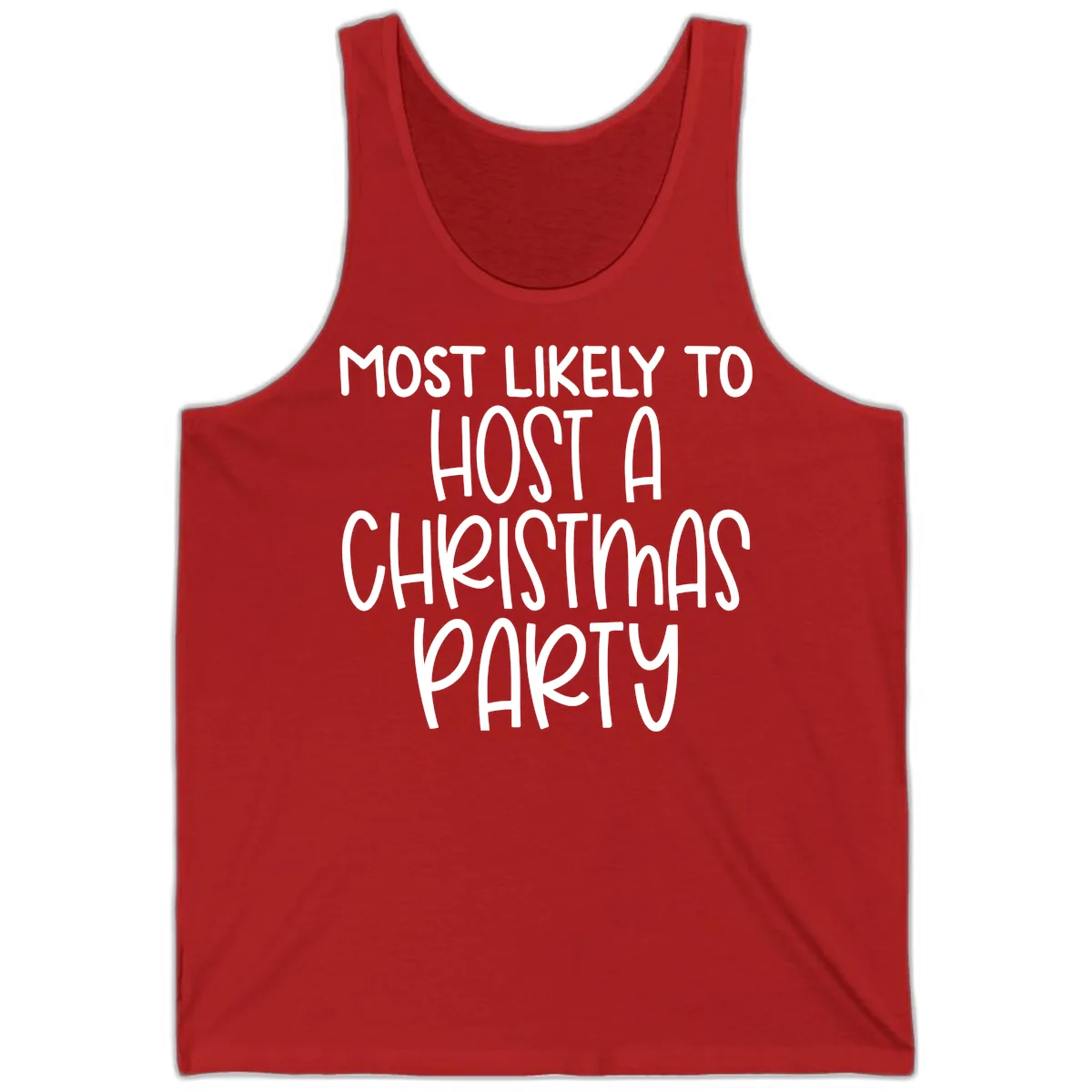 Most Likely To Host A Christmas Party Tank in Red