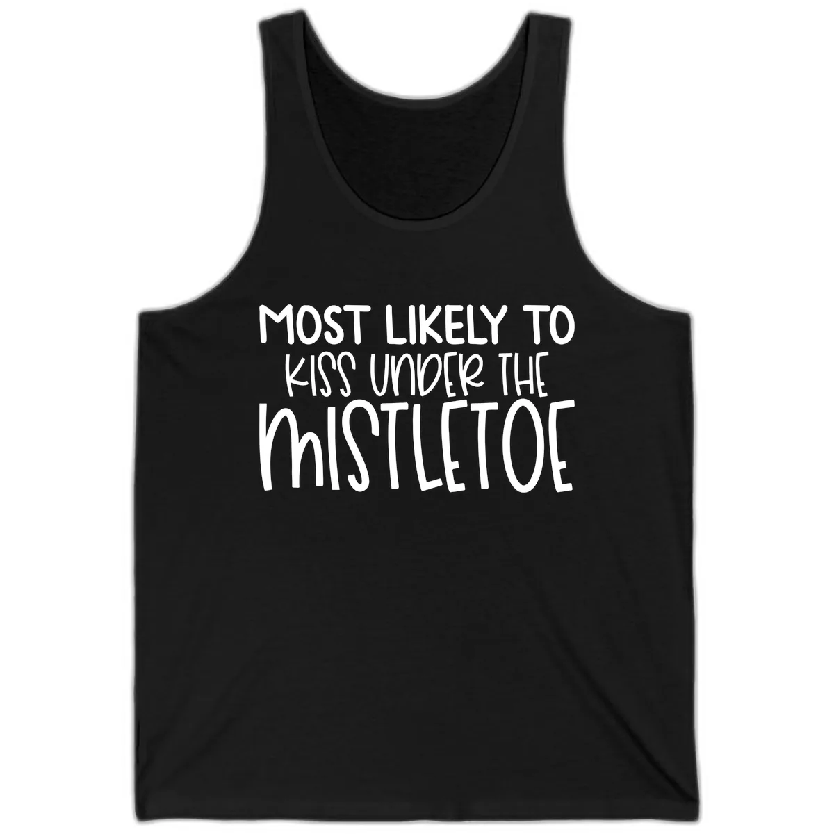 Most Likely To Kiss Under Mistletoe Tank in Black