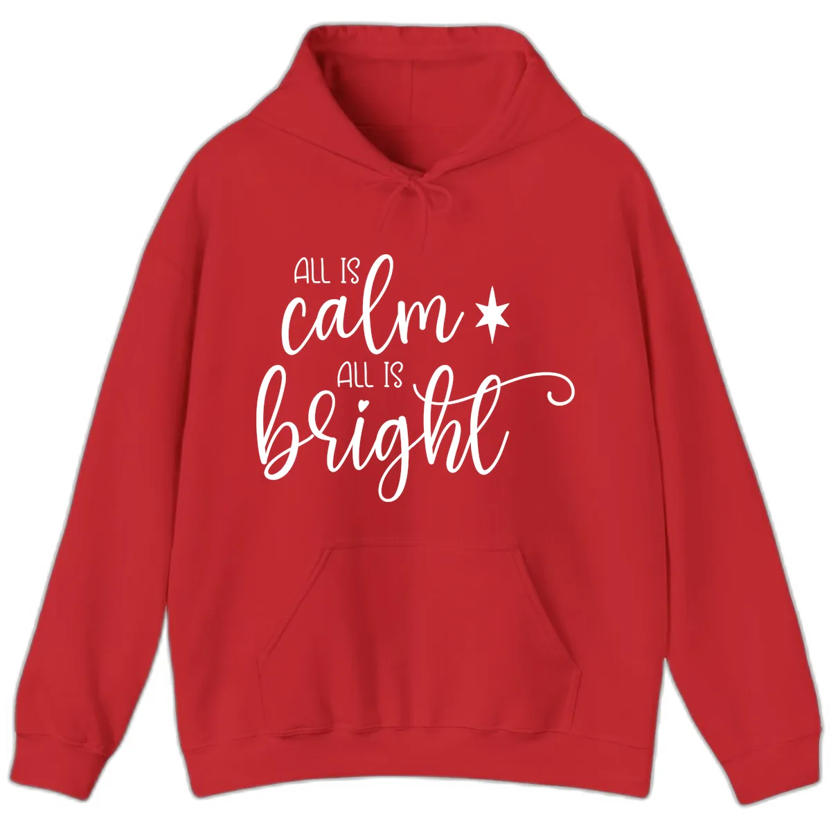 All Is Calm All Is Bright Holiday Script Hoodie in Red