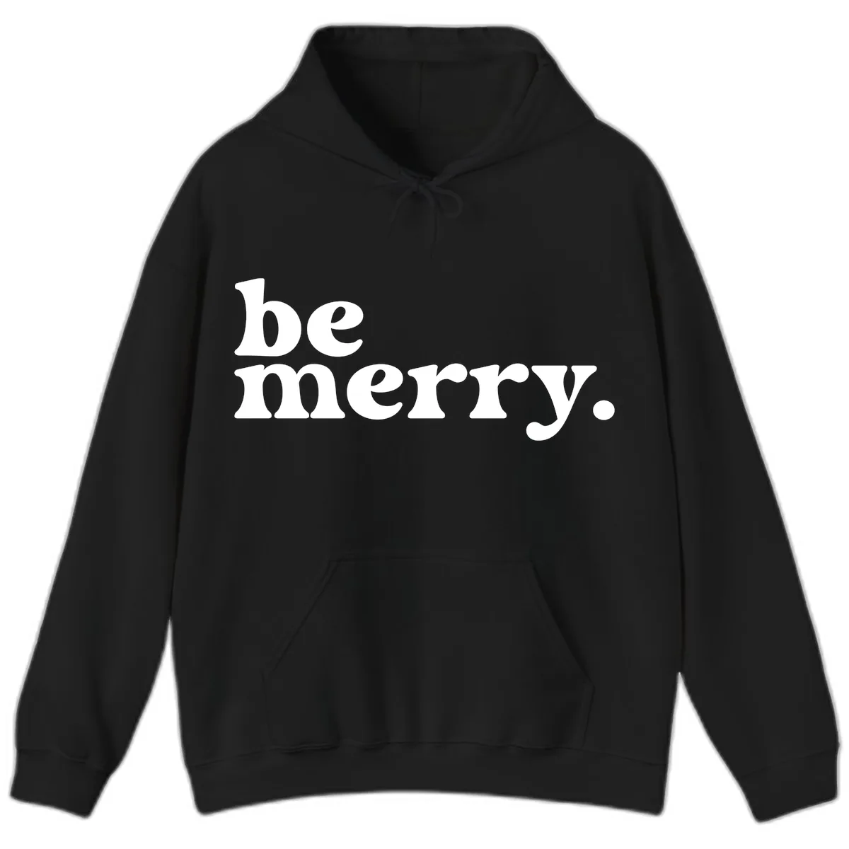 Be Merry Holiday Typography Hoodie in Black