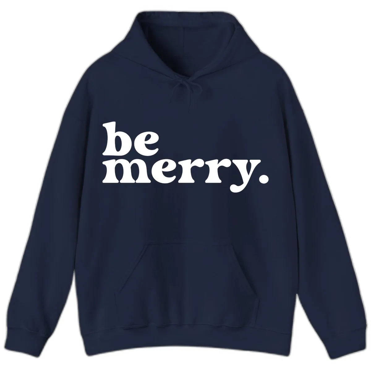 Be Merry Holiday Typography Hoodie in Navy
