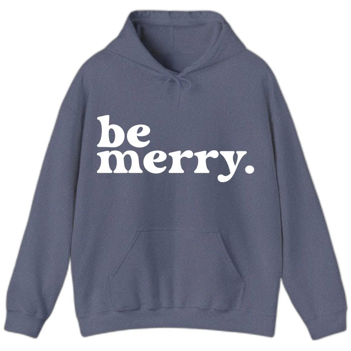 Be Merry Holiday Typography Hoodie in Heather Navy
