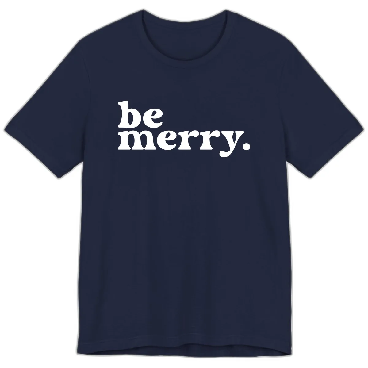 Be Merry Holiday Typography Premium T-Shirt in Navy
