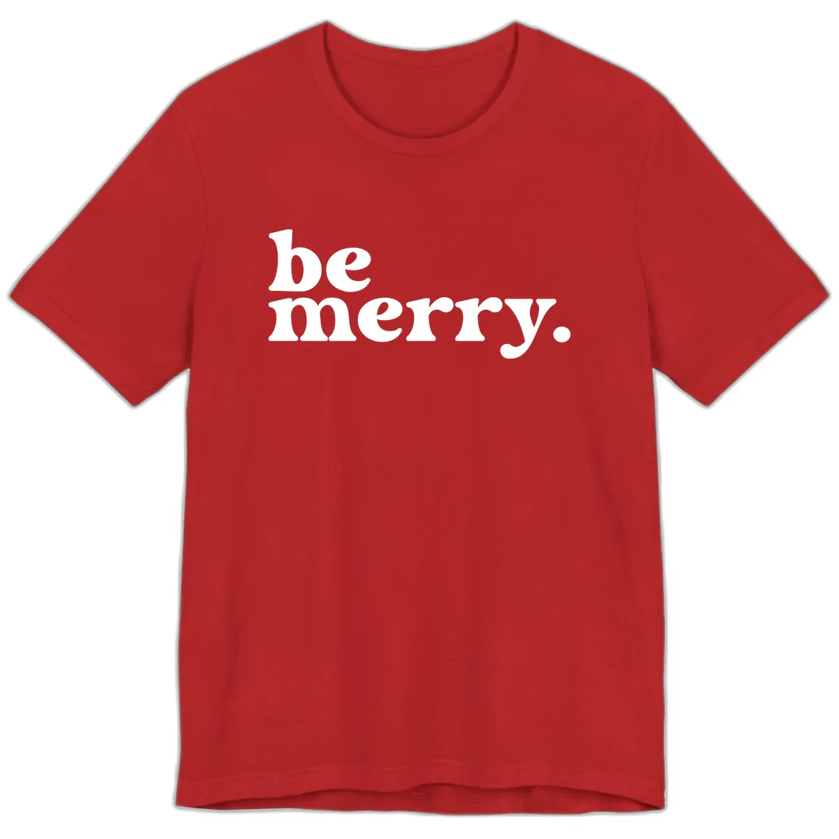 Be Merry Holiday Typography Premium T-Shirt in Red