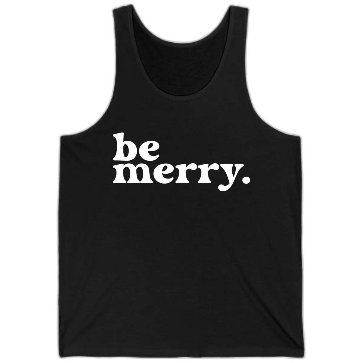 Be Merry Holiday Typography Tank in Black