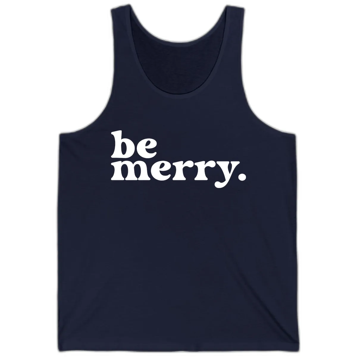 Be Merry Holiday Typography Tank in Navy