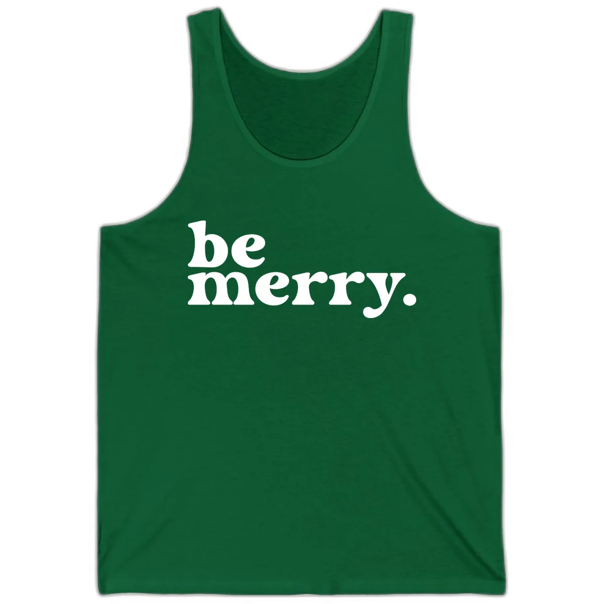 Be Merry Holiday Typography Tank in Kelly