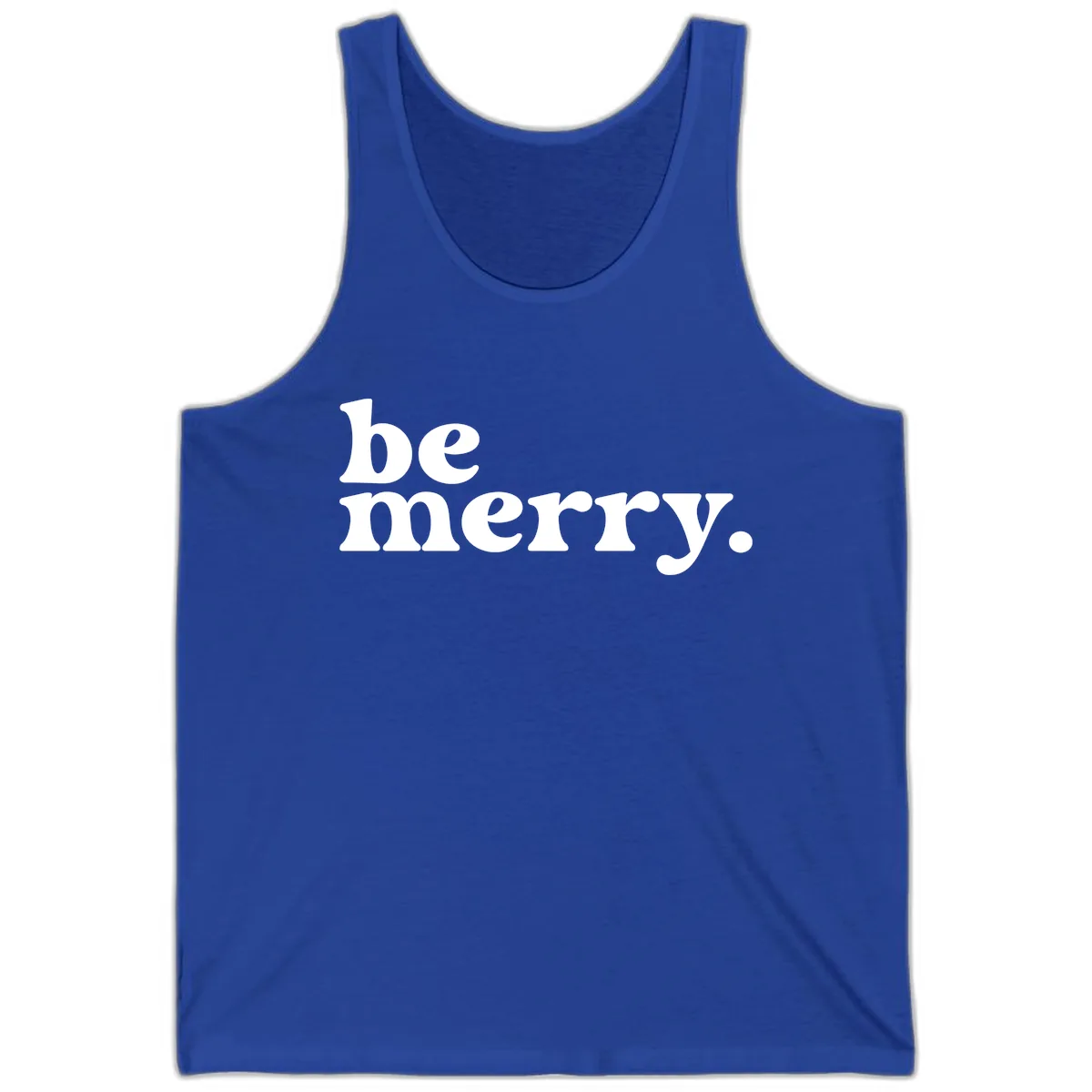 Be Merry Holiday Typography Tank in True Royal