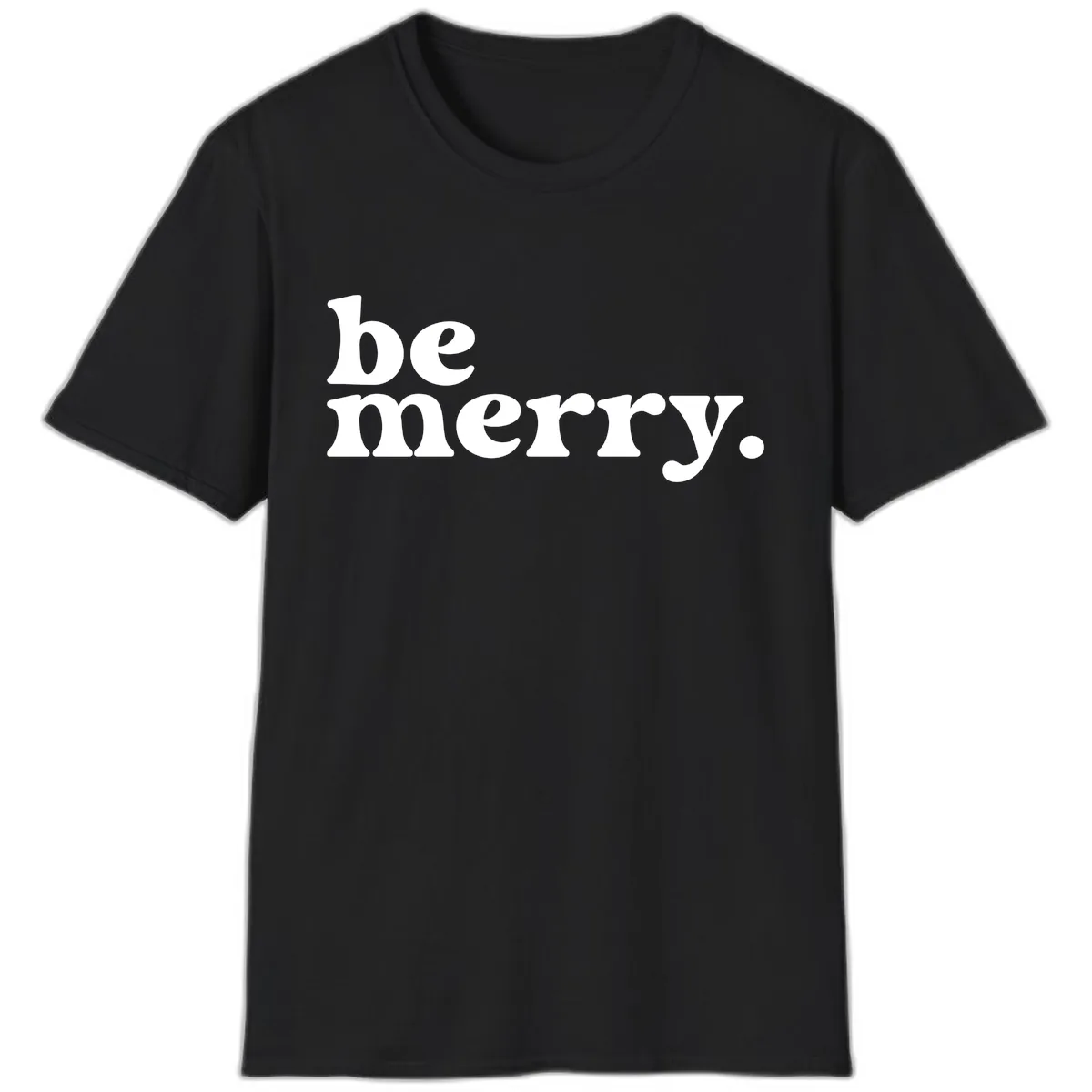 Be Merry Holiday Typography T-Shirt in Black