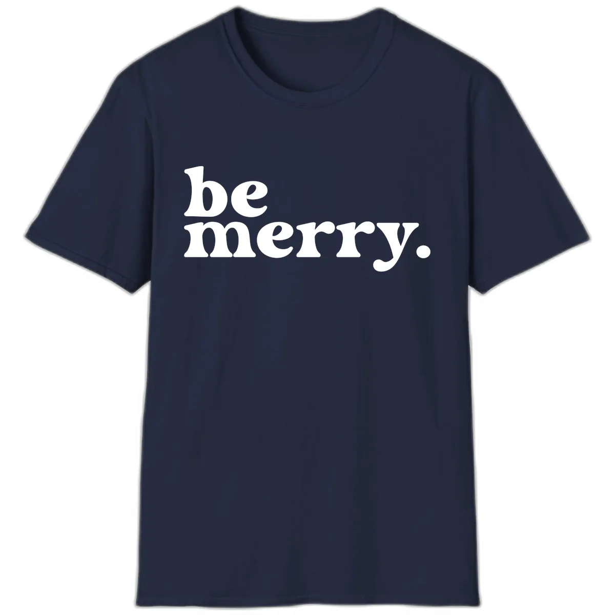 Be Merry Holiday Typography T-Shirt in Navy