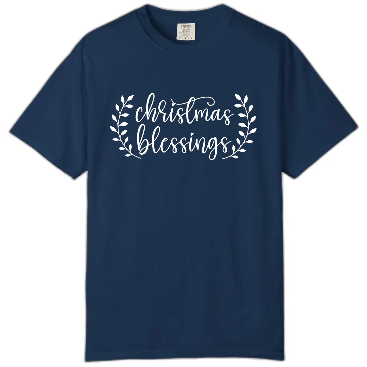 Christmas Blessings Elegant Script Design Comfort Color in Navy