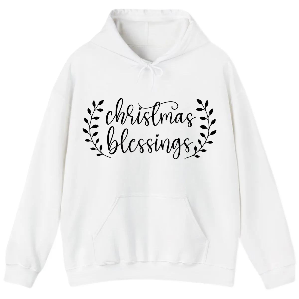 Christmas Blessings Elegant Script Design Hoodie in White