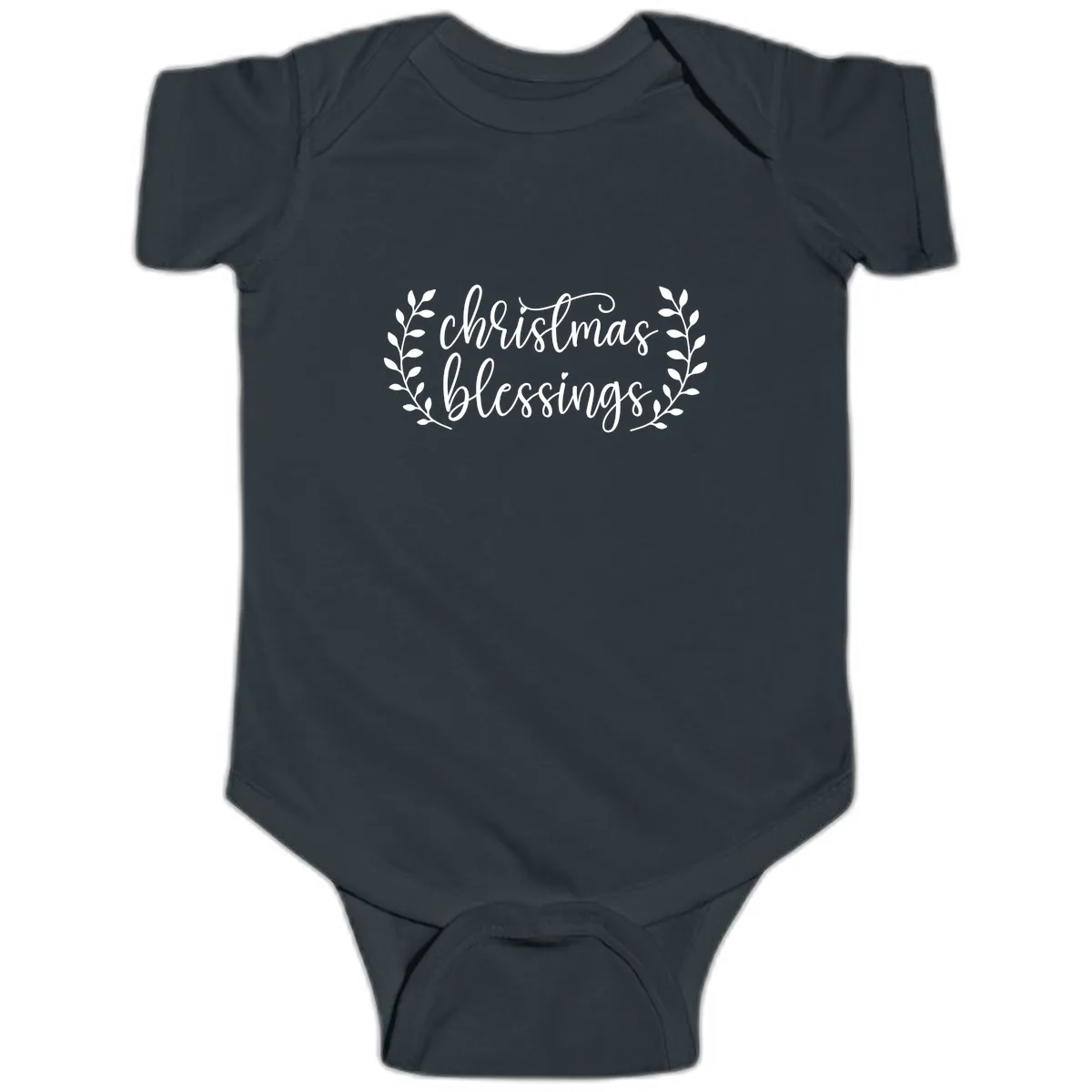 Christmas Blessings Elegant Script Design Baby Onesie in Black