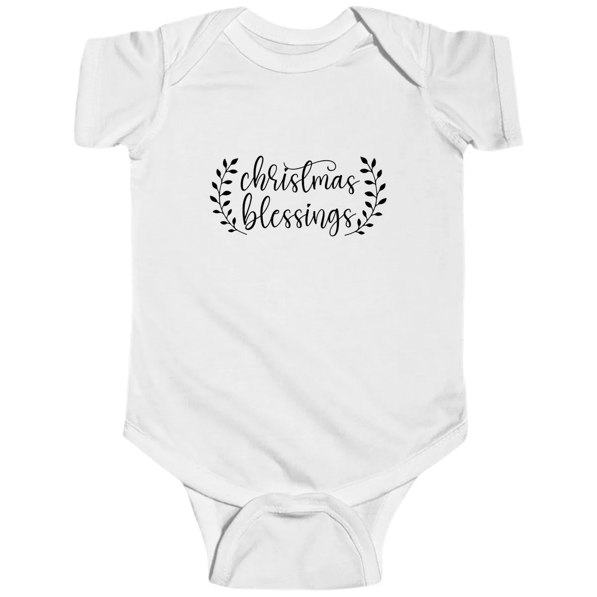 Christmas Blessings Elegant Script Design Baby Onesie in White