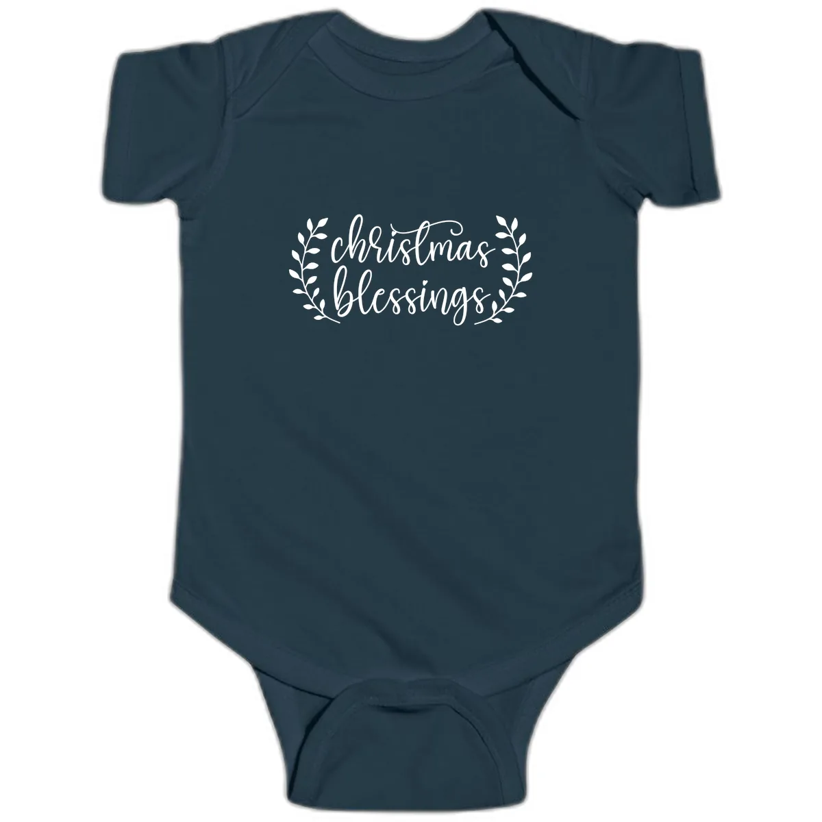 Christmas Blessings Elegant Script Design Baby Onesie in Navy