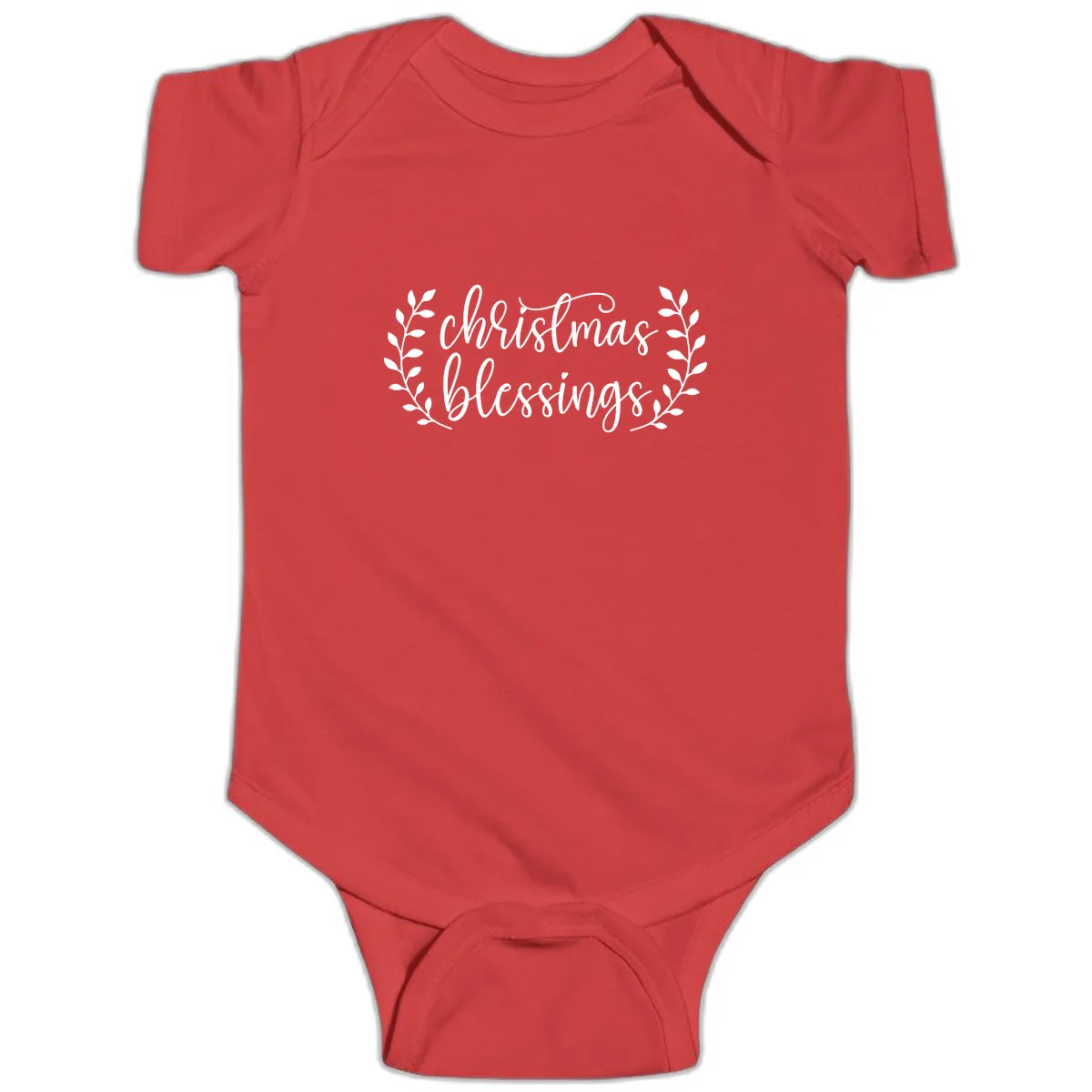 Christmas Blessings Elegant Script Design Baby Onesie in Red