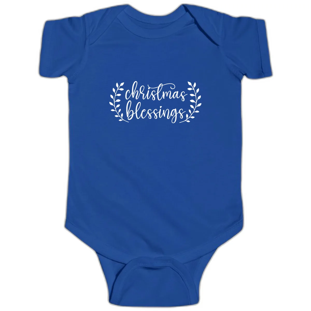 Christmas Blessings Elegant Script Design Baby Onesie in Royal