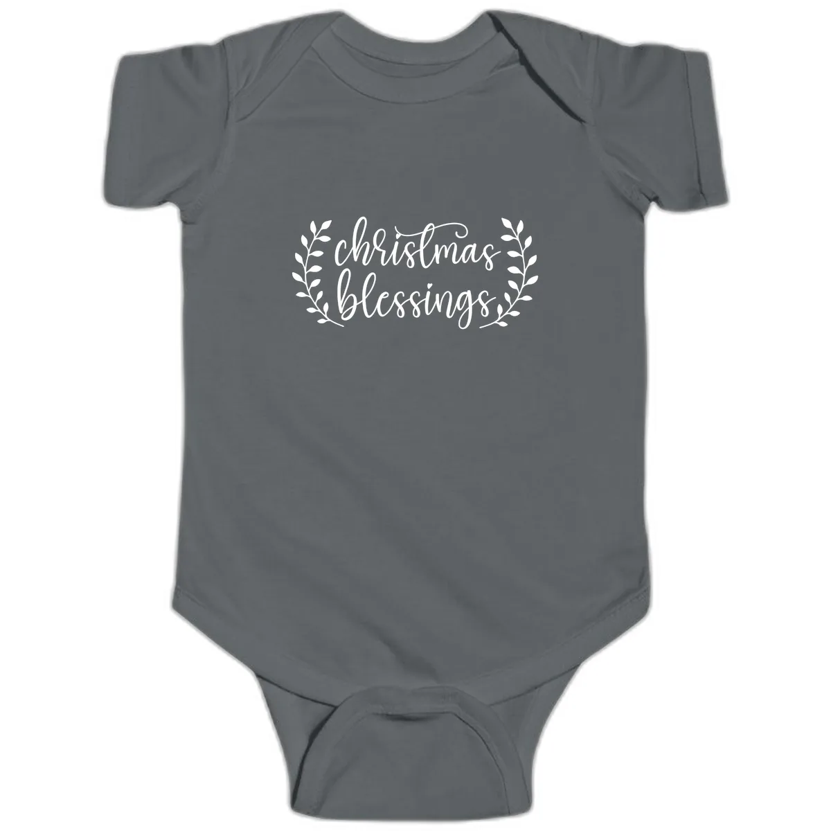 Christmas Blessings Elegant Script Design Baby Onesie in Charcoal