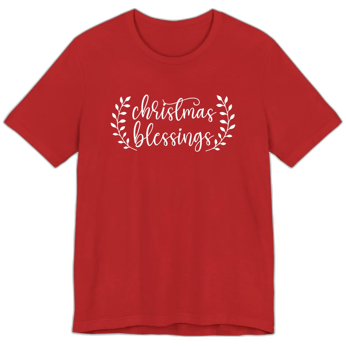 Christmas Blessings Elegant Script Design Premium T-Shirt in Red