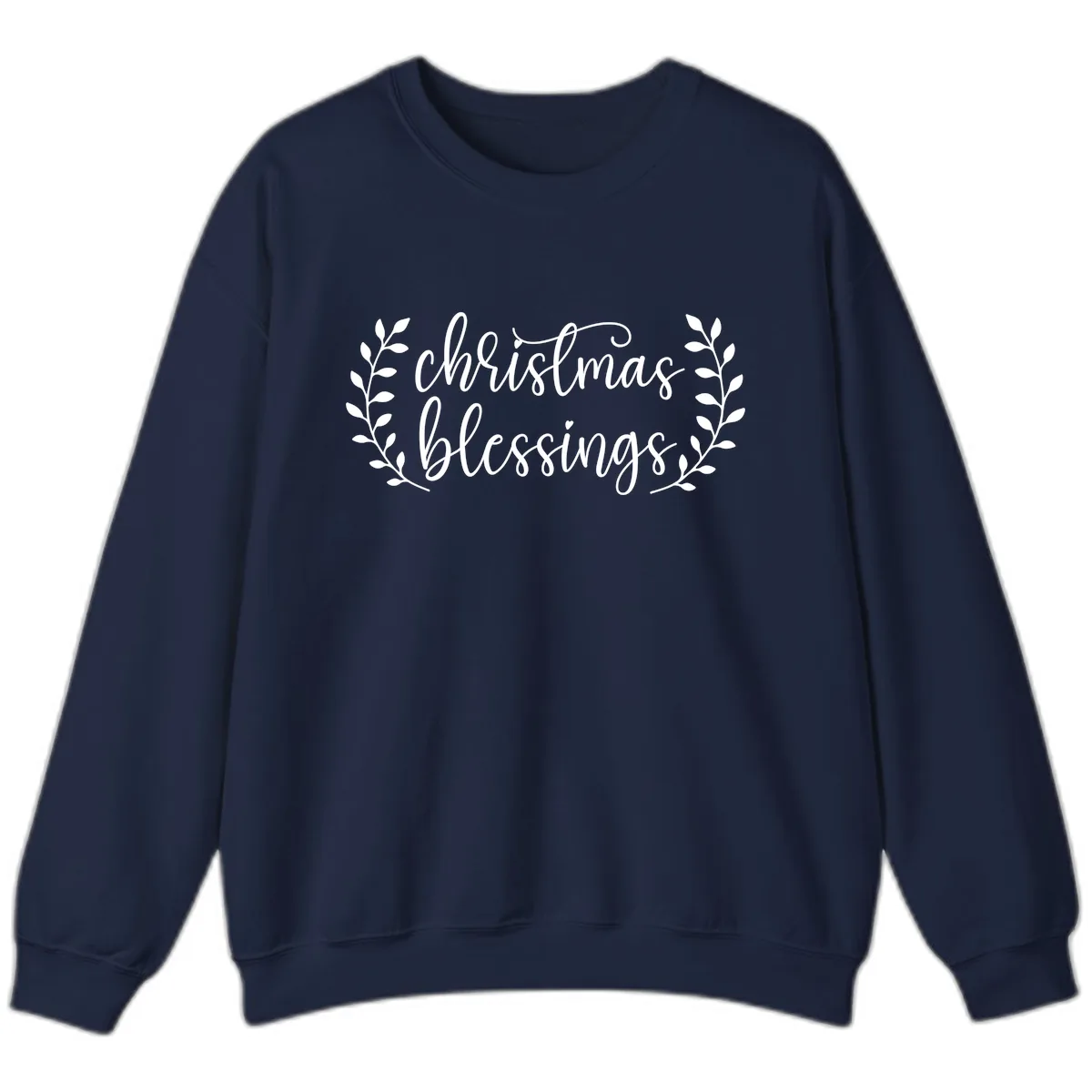 Christmas Blessings Elegant Script Design Sweatshirt in Navy