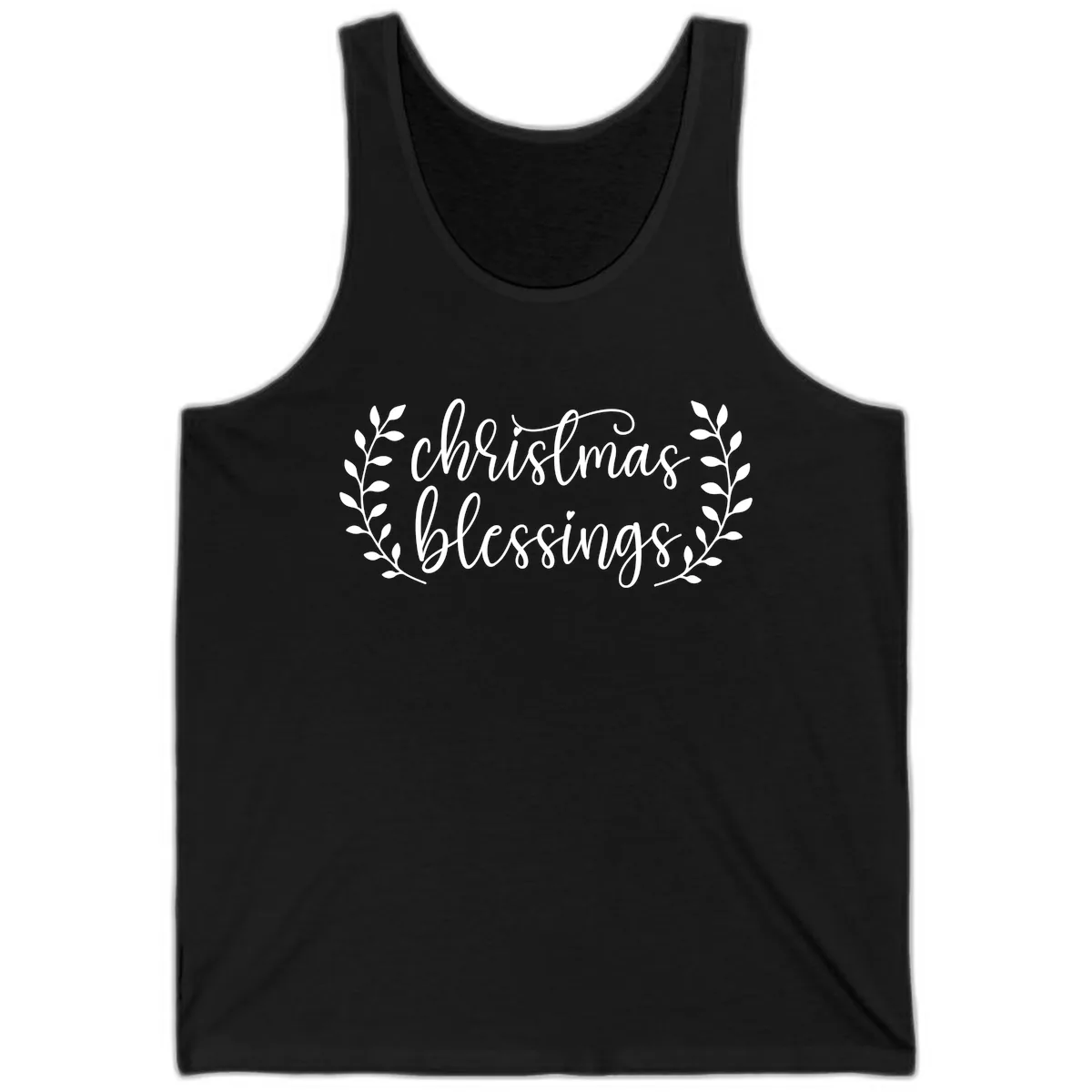 Christmas Blessings Elegant Script Design Tank in Black
