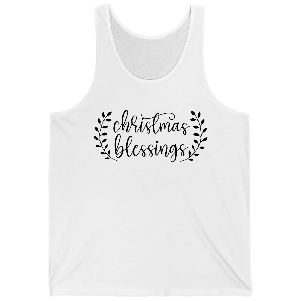 Christmas Blessings Elegant Script Design Tank in White